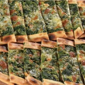 Pide thin layer with spinach