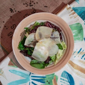 Warm salad with veal