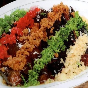 №146 Fried eggplants with meat and herbs