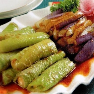 №128 Fried eggplant with hot pepper