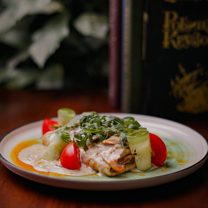 Crepes with mushroom julienne