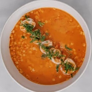 Креветки с птитимом в соусе Харриса