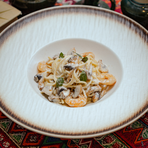 Тальятелле с креветками и грибами