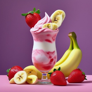 Клубника-банан милкшейк
