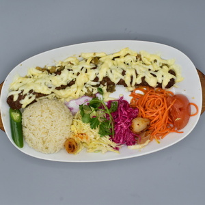 Kebab with cheese and eggplant