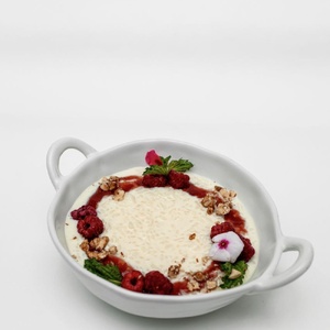 Rice porridge with berry sauce