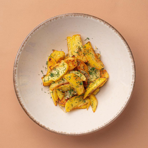 Fried potatoes with mushrooms