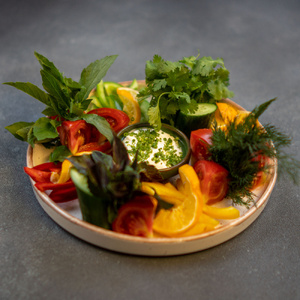  VEGETABLE CUTTINGS WITH CHAKI MOUSSE