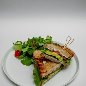 Panini with salmon and avocado