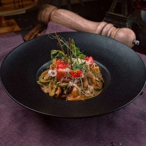 Фетучини с тигровыми креветками