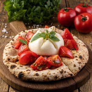 Focaccia with Burrata and tomatoes