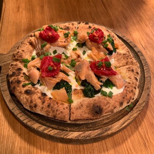  Focaccia with smoked trout and spinach