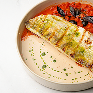 Судак на гриле в соусе бер блан